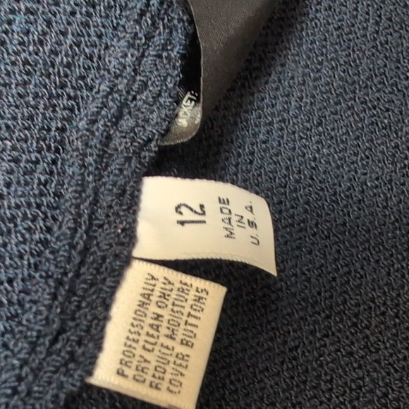 St John's Knit Long Blazer Cardigan Navy Blue One Button Wool Blend - Picture 7 of 8